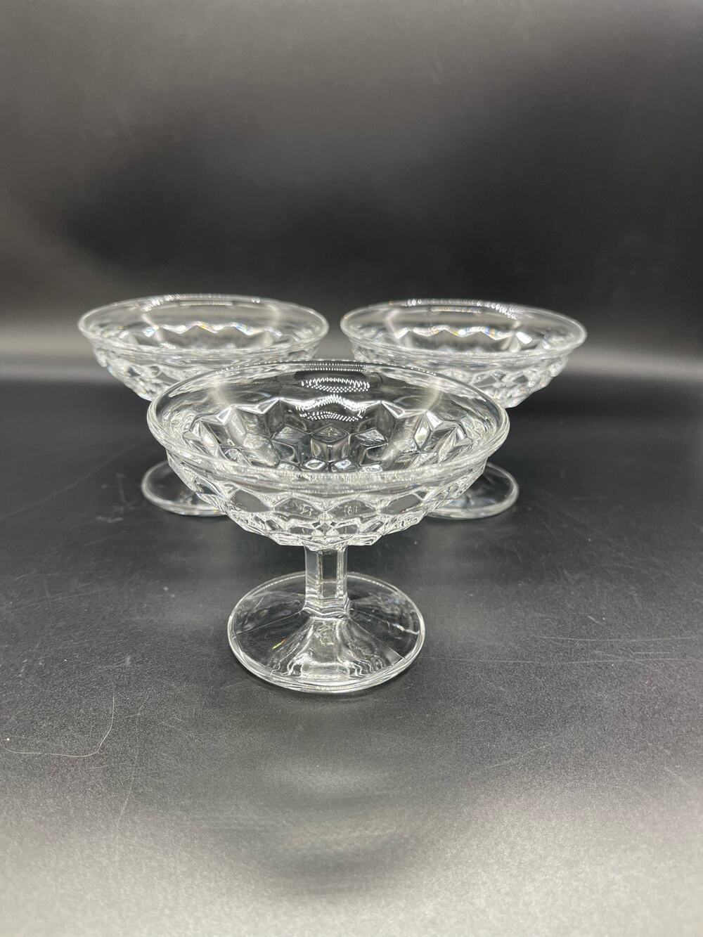 Vintage Fostoria Set of 3 Clear Stemmed Sherbert Glasses